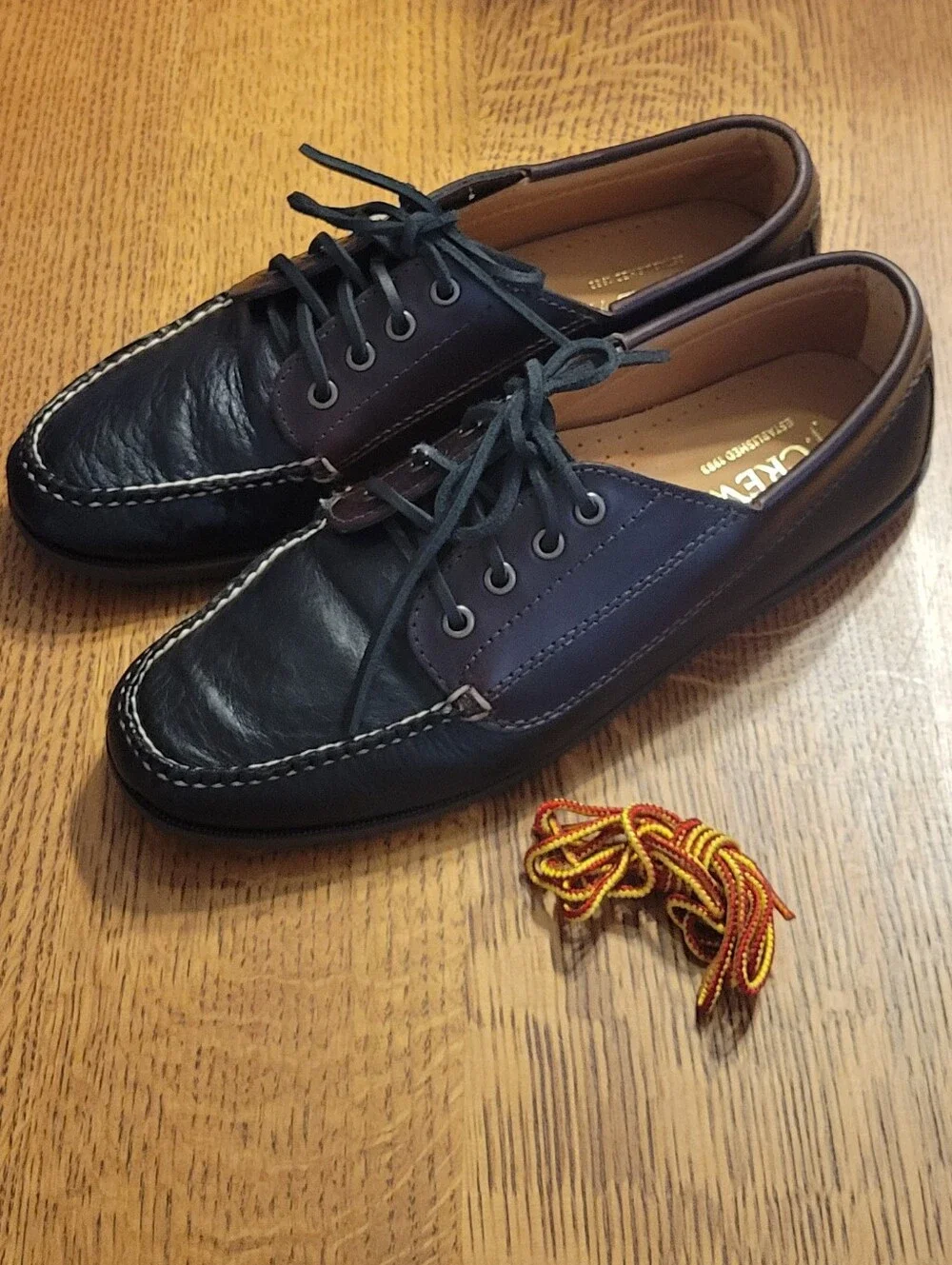 J. Crew Four-Eye Leather Lake Shoes - Whiskey & Black